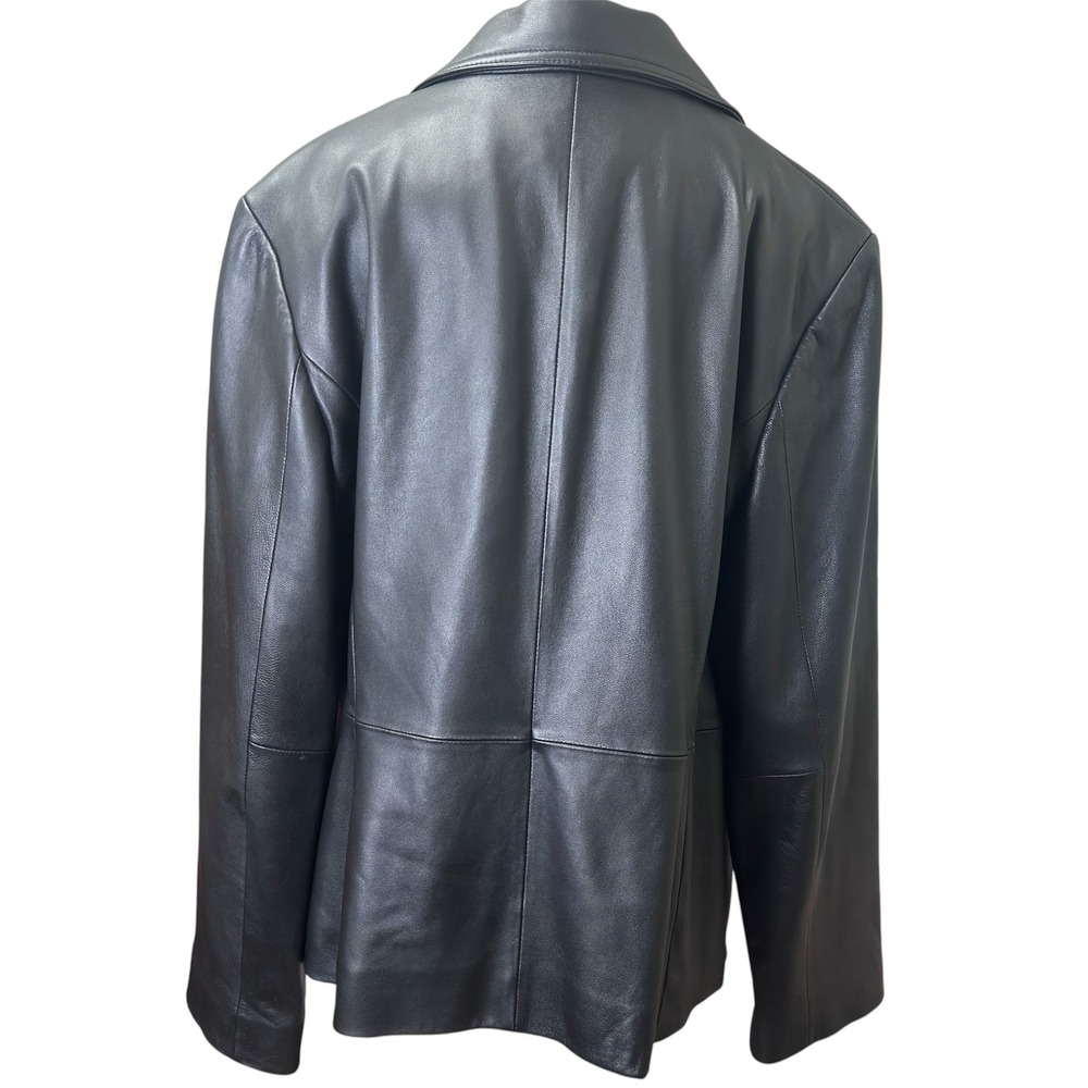 Valerie Stevens Womens XL Black 100% Genuine Leather Blazer Jacket Tailored - Picture 4 of 10